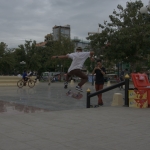 Skaters at the Vietnamese-Cambodian friendship monument