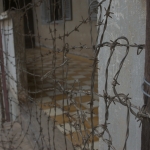 Hallways was blocked with barbed wire