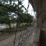 Hallways was blocked with barbed wire