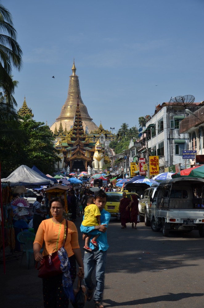 East entrance to Shwedagon while the stuba is being re-gilded in 2015