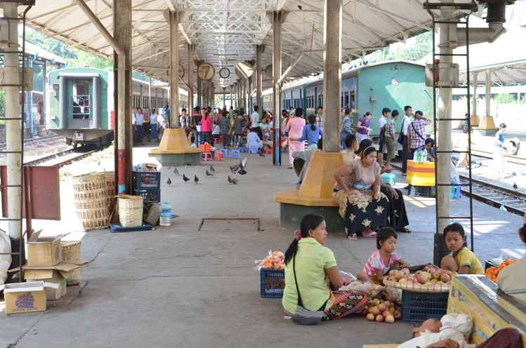 People waiting for the train or running small shops