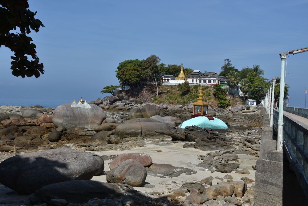 The monastery by low tide, at high tide water will separate it from the shore