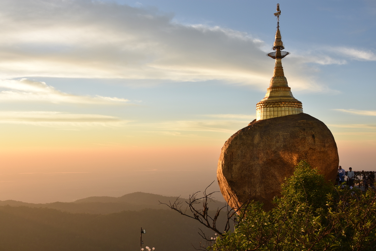 The golden rock in sunset